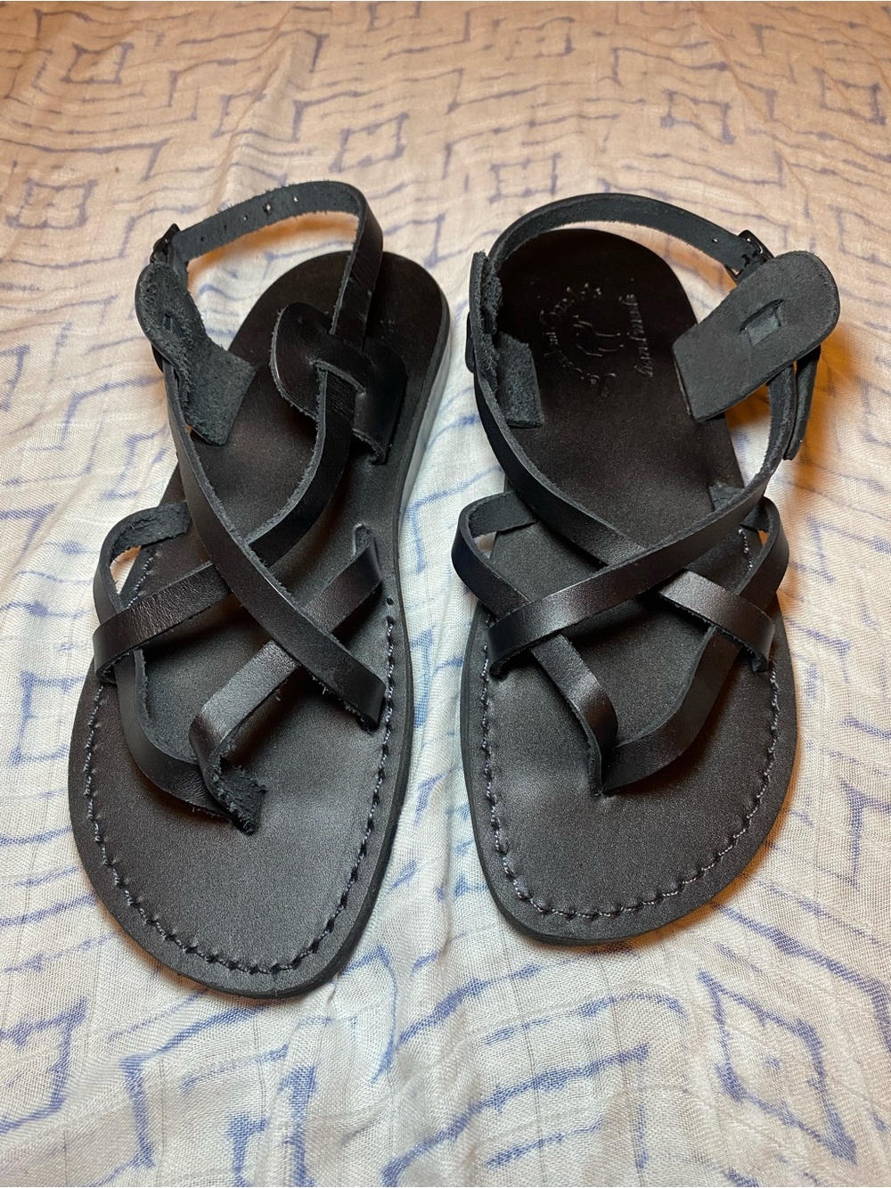 EUC Jerusalem Sandals Black Leather Handmade Minimalist Strappy Classic